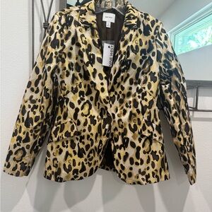 Nine West Women's Animal Print Blazer in Black and Gold